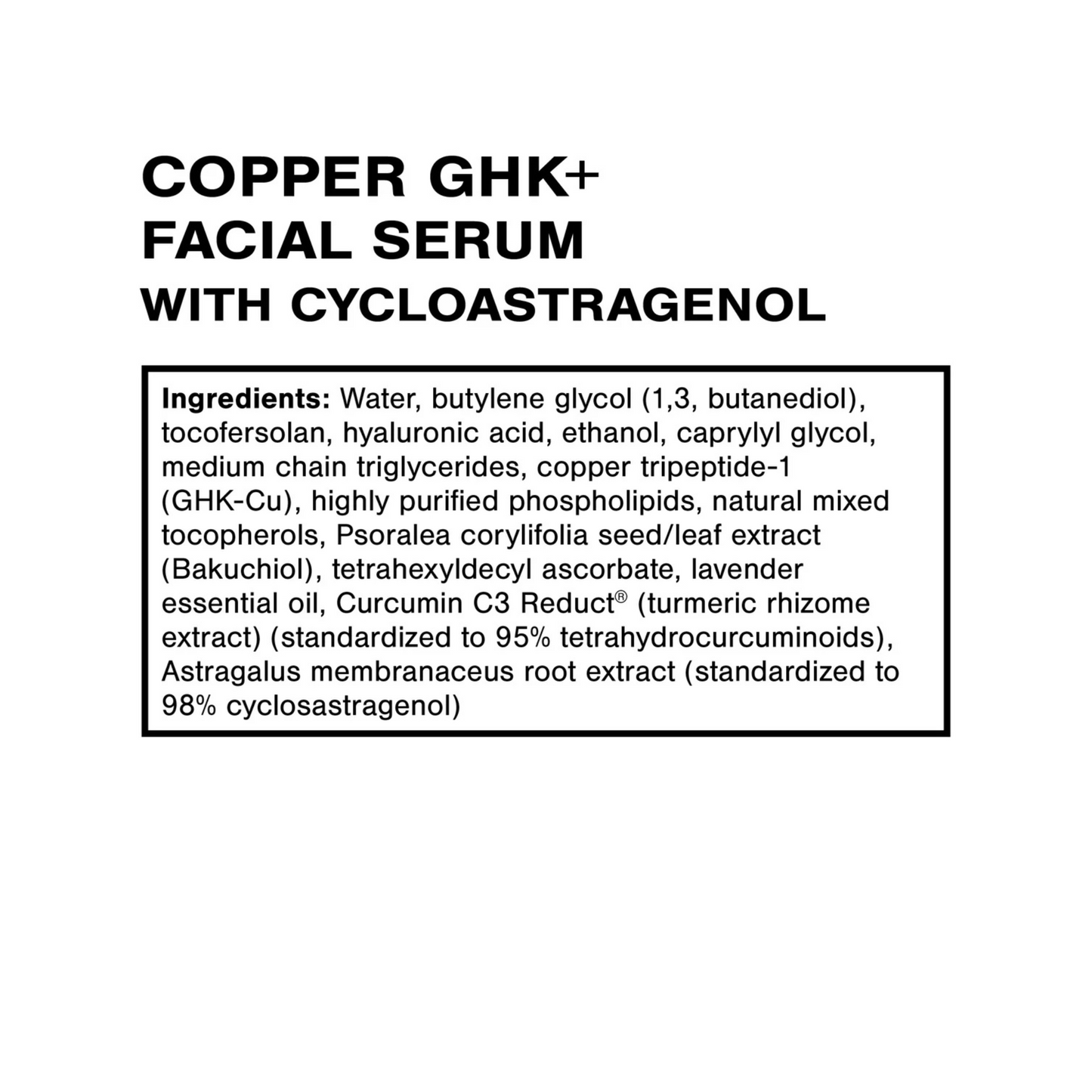 Copper GHK+ Facial Serum with Cycloastragenol